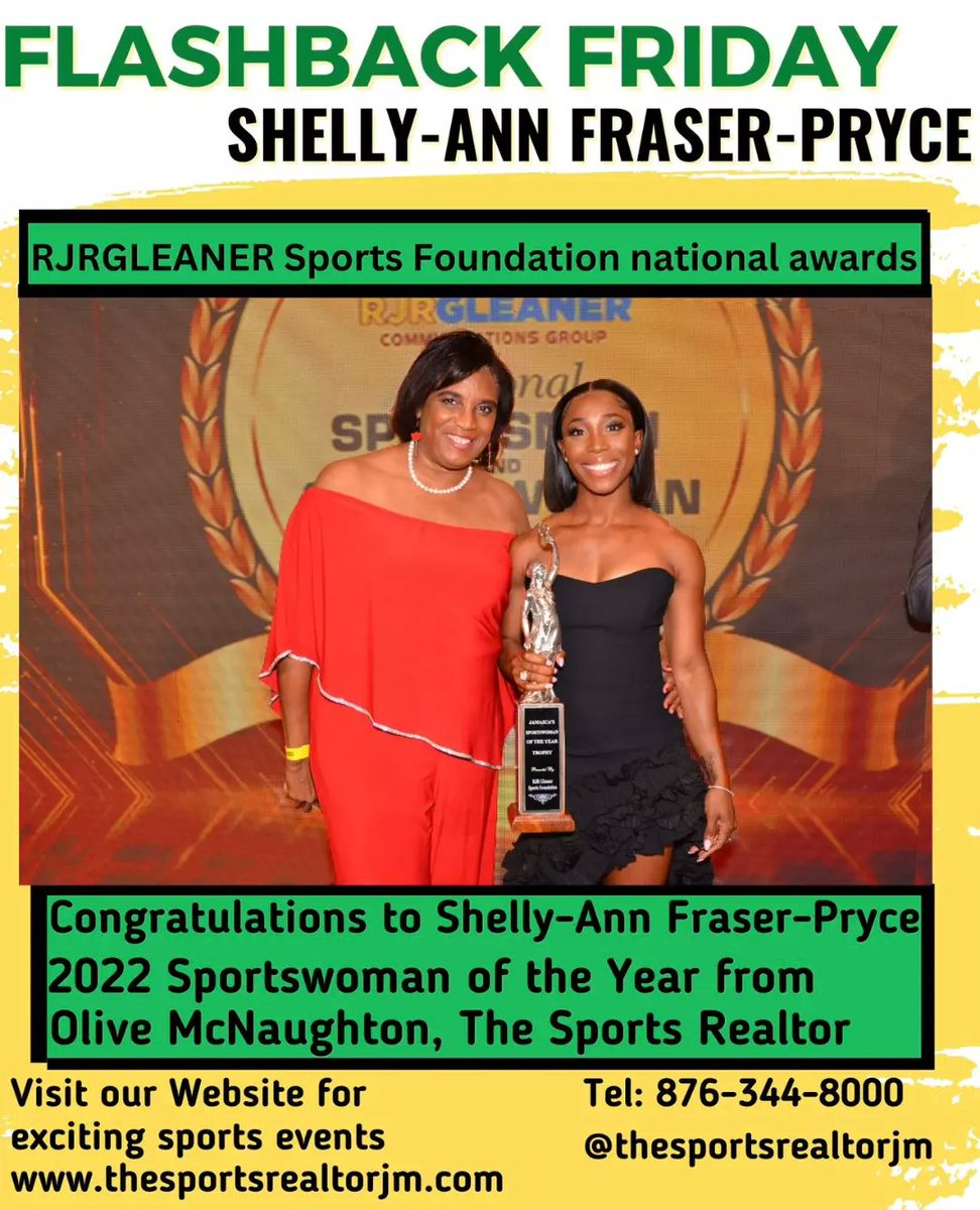 jamprincess2's tweet photo. *Flashback Friday Alert*

Congraulations to @realshellyannfp and Rasheed Broadbell for the 2022 Sportswoman and Sportsman of the year🇯🇲
Also to @sherickajacko for an amazing track season

Join the Jamaica Sports 876 Tour
www.thesportsrealtorjm
com
@WorldAthletics
#Budapest2023 https://t.co/wxVqjAFl74