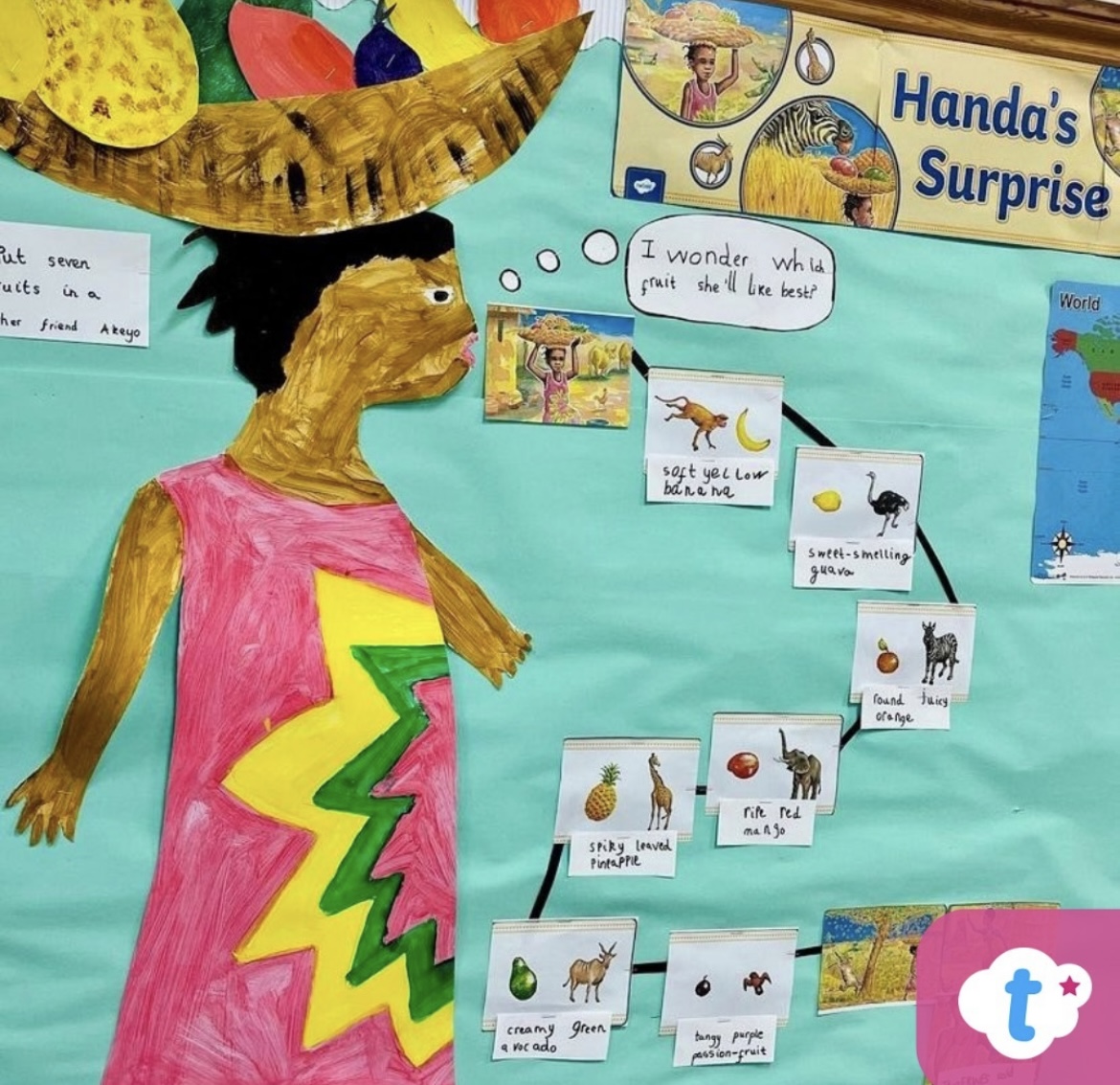twinklresources's tweet image. We couldn't end #WorldBookWeek without sharing this lovely Handa's Surprise display 🍊🍌🍍

Check out our Handa's Surprise resources 👉 twinkl.co.uk/l/13iixv