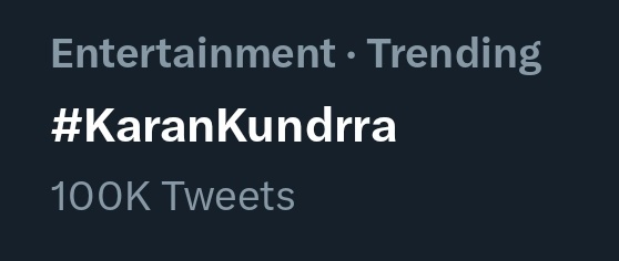 KARAN KUNDRRA hashtag is trending with 100K Tweets 🔥🔥🔥

1YR OF RDH FT TEJRAN
1YR OF BADASS JAILOR KARAN

#KaranKundrra #KKundrraSquad #LockUppWithKaran 
#RulaDetiHai @kkundrra