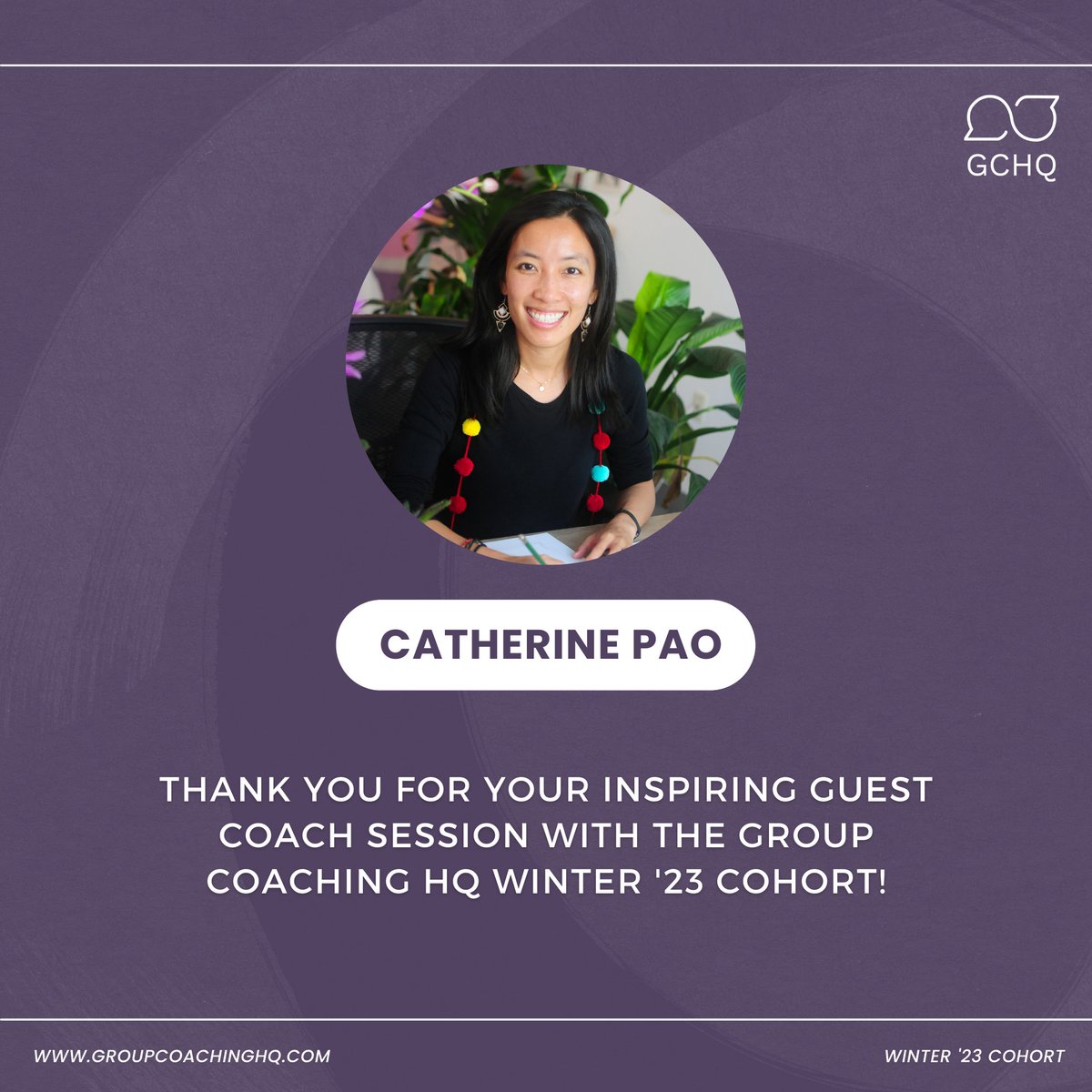 GroupCoachingHQ's tweet photo. We are deeply grateful for all our guest coaches and the impact they have on our cohorts.

A few days ago, Catherine offered an inspiring, and thoughtful session with our Winter ’23 cohort.

Thank you @catherinepao for your constant support and all around wonderfulness! https://t.co/YvjeDxhm02