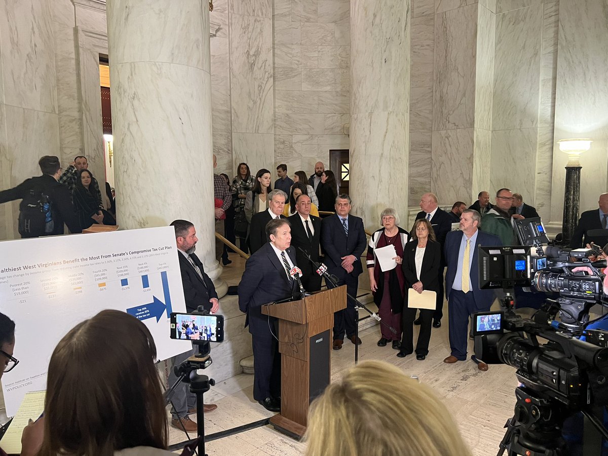 JoeyGarciaWV's tweet photo. PEIA Press Conference about SB 268, including 25% premium increase for public employees and $147/month spousal penalty that will offset the average workers’ expected pay raise and tax cut.  We have the funding to prevent this from happening to our public employees. https://t.co/6vAoKUX3pd