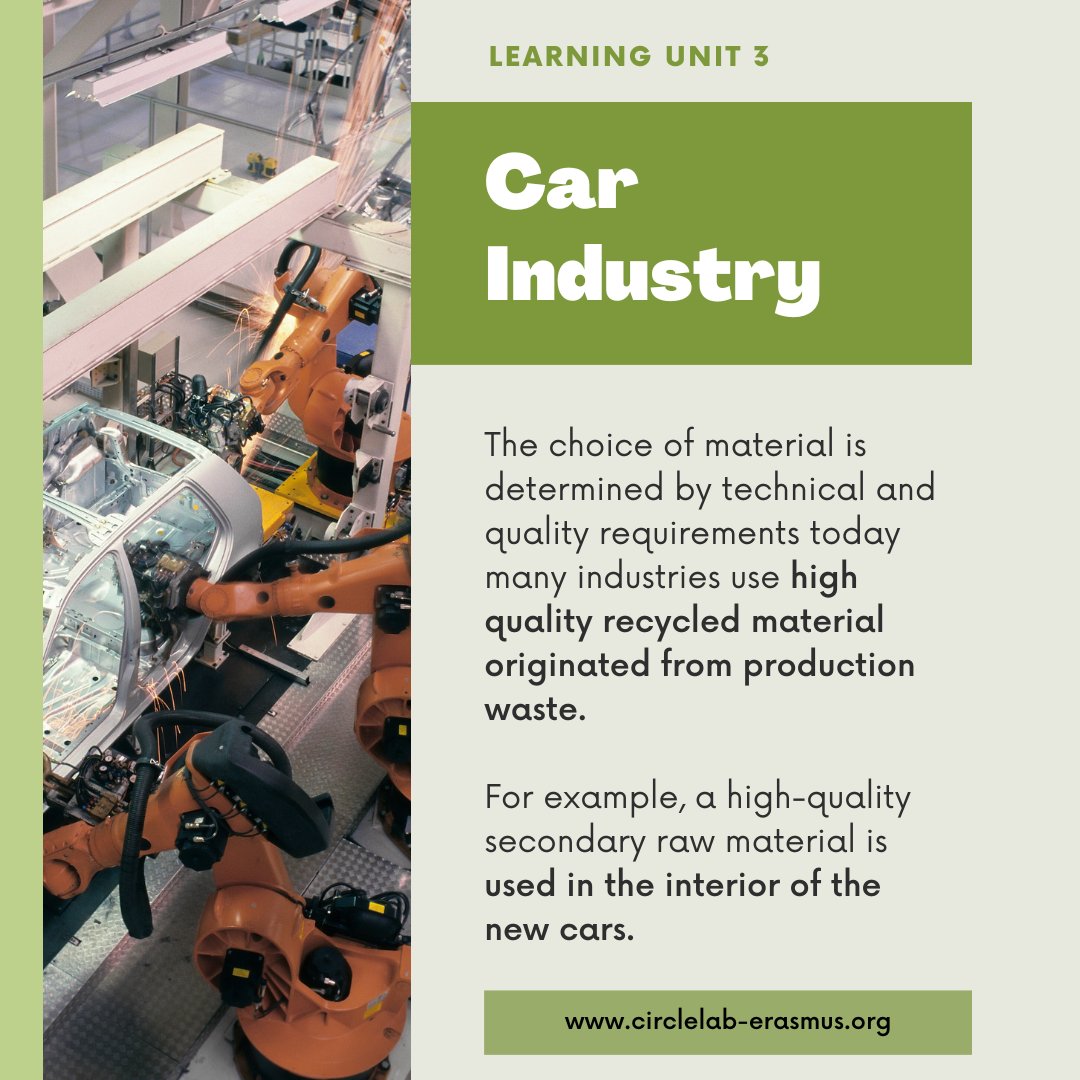 CircleLabP's tweet image. 🚗 Waste transformed into #resourcesolutions. Recycled polyester and waterborne polyurethane is used in the interior seat cover, roof, and pillar liner. Reprocessed starter batteries and bumper panelling is used for the wheel arch linings, biopolymer is used for the engine cover.