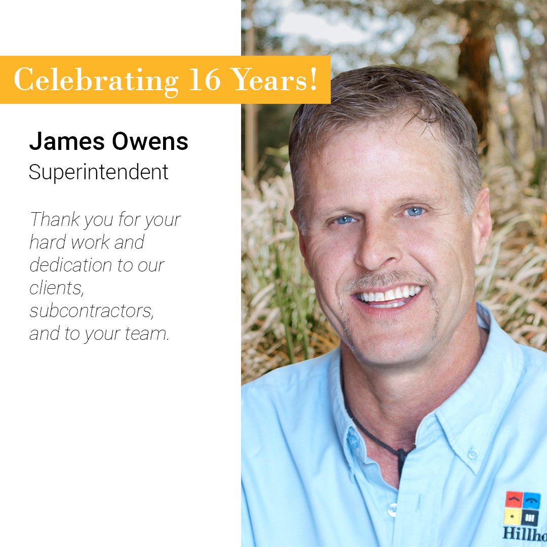 HillhouseConst's tweet photo. We hope you will join us in congratulating James Owens for 16 years at Hillhouse. James brings a wealth of experience, dedication, and passion to all of his projects. Thank you, James, for all you do and your continued excellence! 🎉 https://t.co/QIPzBjn10k