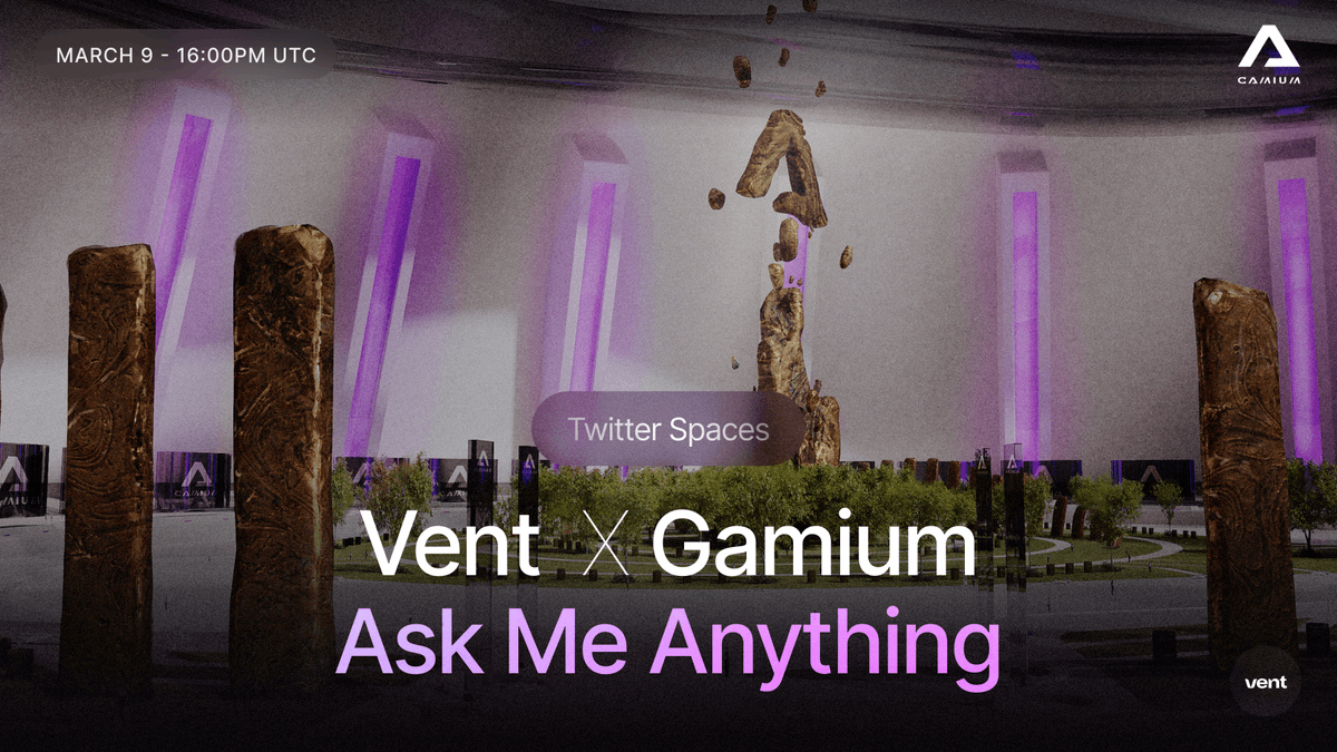 VENT x GAMIUM | Twitter Space🎙️

Next week we're hosting a legendary #TwitterSpaces with <a href="/Gamiumcorp/">Gamium</a>  &amp; want to see you there! 

Get your questions and comments ready

🕓 16:00 PM UTC 
🗓️ 9th March
Set your reminder and join us here: ecs.page.link/ZCH8j 
Make it unmissable.🎯