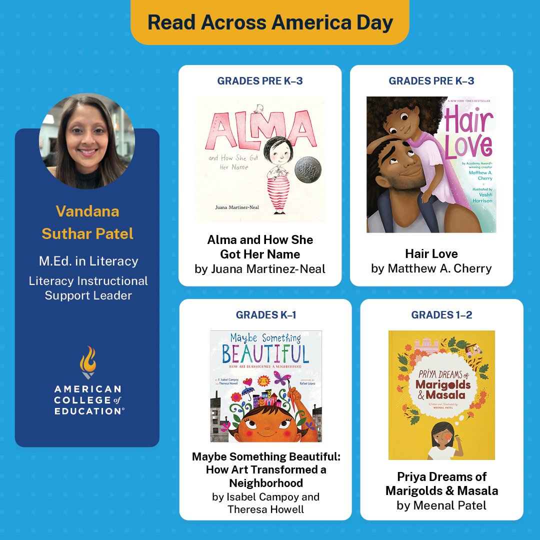 Did you see the reading lists our awesome #acealumni provided for Read Across America day? There are some goodies on there! 

#ReadAcrossAmerica2023