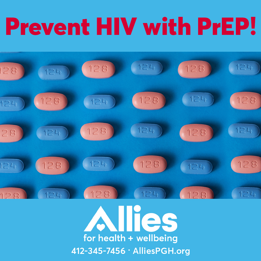 Did you know a simple, daily regimen of PrEP reduces the risk of contracting HIV by 99%? Allies is proud to offer PrEP, and our knowledgeable staff can answer any questions you may have. Make an appointment with us by visiting AlliesPGH.org today!