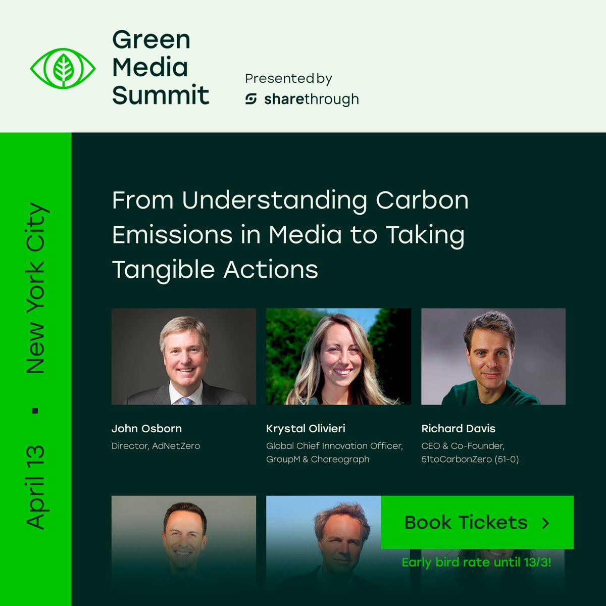 The Green Media Summit Thursday, April 13 in New York City. Hear from an extensive list of industry experts including John Osborn, Krystal Olivieri, Brian O'Kelley, and Richard Davis!

✨ Stay tuned as we announce new speakers every week.

👉 greenmediasummit.com

#greenmedia