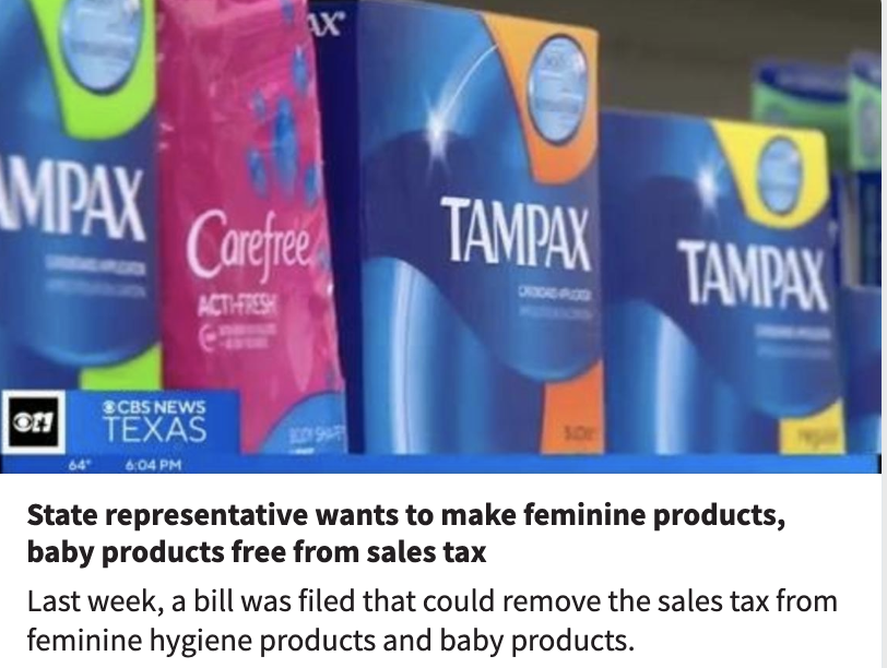 she_supply's tweet photo. Big thanks to #cbsdfw and @OliviaLeachNews for interviewing our chairwoman Denise Angarola for their report on the period poverty legislation in Austin. Thank you for shining a light on #shesupply, our mission, and the pending House bills to overturn the period tax in Texas! https://t.co/fWIR4X2GPU