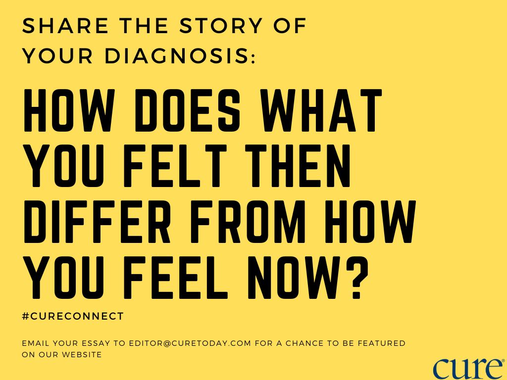 cure_today's tweet photo. For this week's #CUREConnect, we want to hear about your cancer diagnosis. What did you feel at the time, and how are things different now? For a chance to be featured on our website and get free CURE swag, write an essay/blog on the topic and email it to editor@curetoday.com https://t.co/36SrN5dO2t