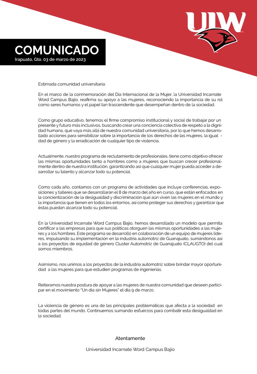 UIWCampusBajio's tweet photo. COMUNICADO OFICIAL https://t.co/ueNLOiA3X1