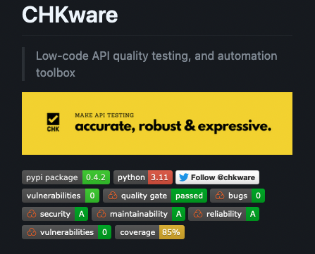 mhumhn's tweet image. To make @chkware look more reliable this week I added few badges. These shows how maintainable, secure, reliable, how qualitative the code, and the software is.
Big THANKS to @SonarCloud @CoverallsApp @snyksec for your OSS tier
#lowcode #apiautomation brewing 🍻