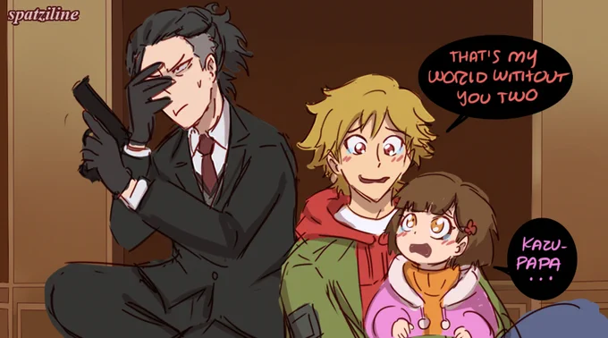 Kazuki, Miri and Rei in a desperate situation... Rei knows this meme #BuddyDaddies #reisuwa #kurusukazuki #miriunasaka 