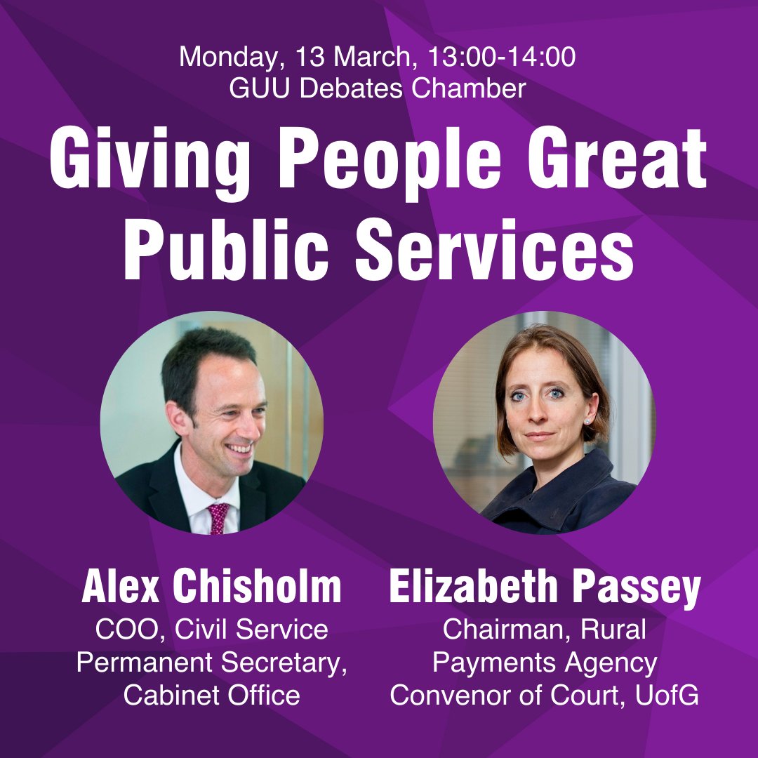 Want to join the <a href="/UKCivilService/">UK Civil Service</a>? Work in policy?

At this <a href="/cabinetofficeuk/">Cabinet Office</a> event,  hear from COO of the Civil Service, Alex Chisholm and Chair of the Rural Payments Agency, Elizabeth Passey.

Mon, 13 Mar, 13:00-14:00
GUU, Debates Chamber

👉 Register at bit.ly/cabinet1303.
