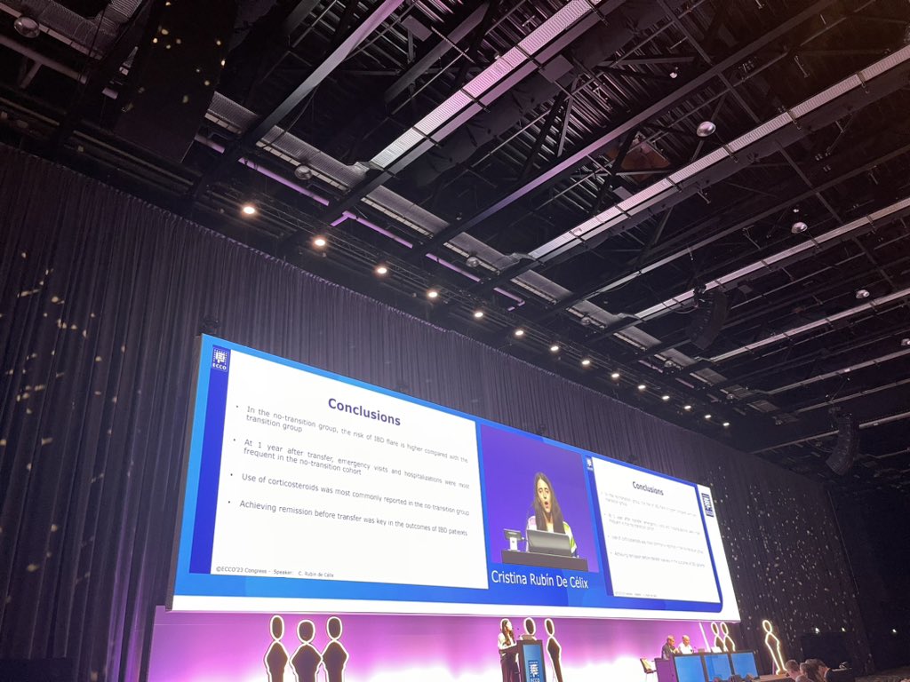 EIILaPrincesa's tweet photo. @CRubindecelix presenting the results of #butterflystudy π¦ from @geteccu: the importance of transition programs from pediatric patients to adult IBD units #ECCO2023 #ECCO23. Congratulations! ππ»ππ»@EIILaPrincesa #eiilaprincesa #collaborativeresearch πͺπΈ @aegastro https://t.co/BWX3LCcI3E