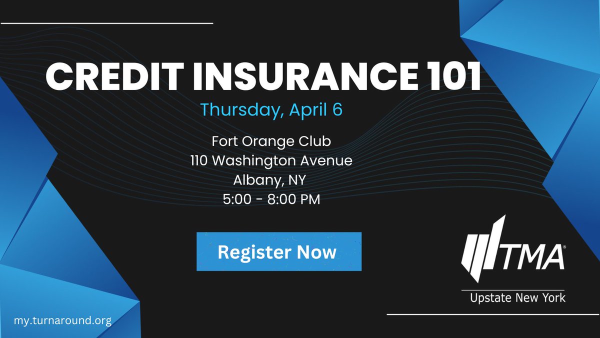 Have you ever wondered what you don't know about credit insurance? Maybe not, or maybe... Join <a href="/UNYTMA/">UNY TMA</a> on April 6 for Credit Insurance 101 in Albany. To register, visit: lnkd.in/ed8sYTJq or my.turnaround.org. #insurance #creditinsurance #UNYTMA