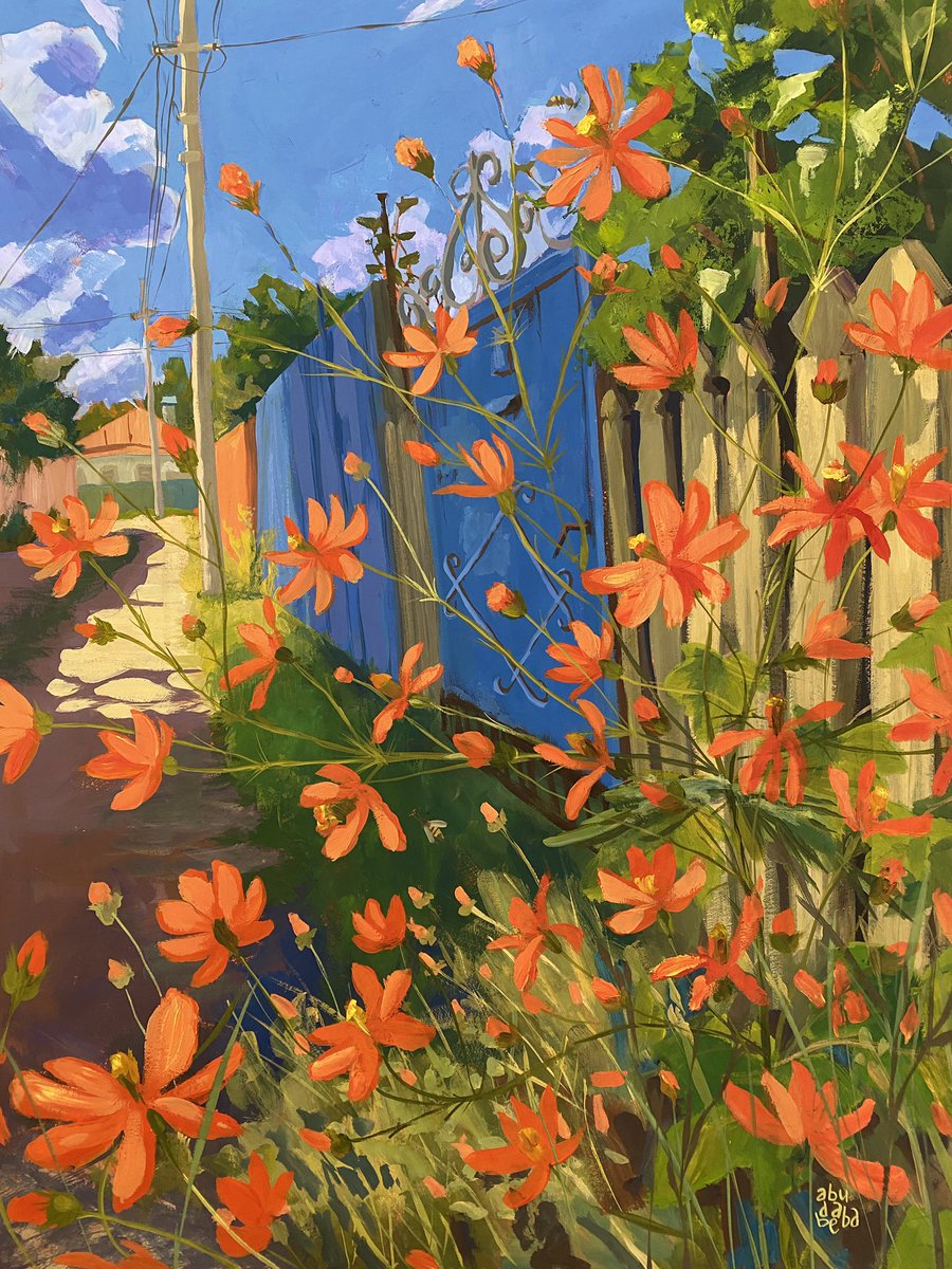 abudabeba's tweet photo. “Kraevedcheskaya Street” 60x80cm #gouache #paper #painting #art #artistontwittter #summer #flowers https://t.co/QnypsV8S3f