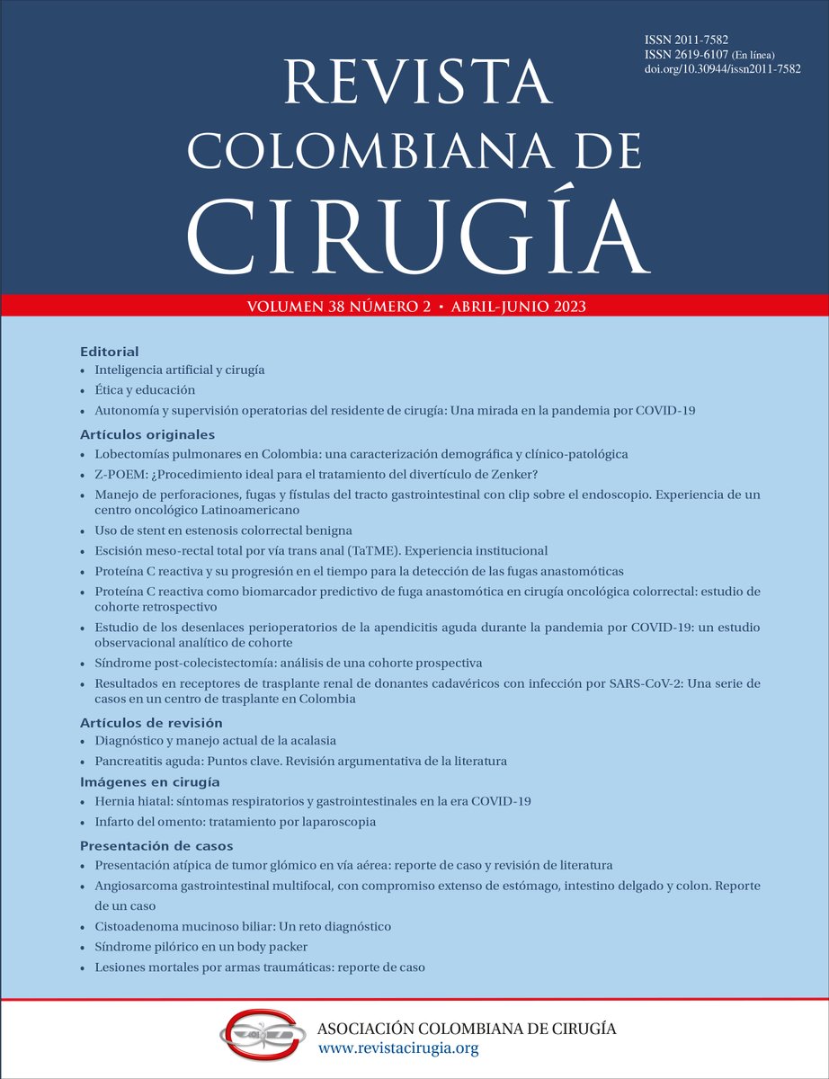 Revista Colombiana de Cirugia (@revcolcirugia) on Twitter photo Inteligencia artificial y cirugía doi.org/10.30944/20117… <a href="/revcolcirugia/">Revista Colombiana de Cirugia</a> vol 38 # 2 <a href="/ascolcirugia/">AsColCirugía</a> #ColombianSurgery #CirugiaColombiana #SoMe4Surgery <a href="/EstebanVarelaMD/">Esteban Varela MD, MPH, MBA, FACS, FASMBS</a> <a href="/PipeCabreraV/">Dr Luis Felipe Cabrera Vargas MD FACS MACC MACCVA</a> <a href="/OscarGuevaraHPB/">Oscar Guevara</a>
revistacirugia.org/index.php/ciru… Inteligencia artificial y cirugía doi.org/10.30944/20117… <a href="/revcolcirugia/">Revista Colombiana de Cirugia</a> vol 38 # 2 <a href="/ascolcirugia/">AsColCirugía</a> #ColombianSurgery #CirugiaColombiana #SoMe4Surgery <a href="/EstebanVarelaMD/">Esteban Varela MD, MPH, MBA, FACS, FASMBS</a> <a href="/PipeCabreraV/">Dr Luis Felipe Cabrera Vargas MD FACS MACC MACCVA</a> <a href="/OscarGuevaraHPB/">Oscar Guevara</a>
revistacirugia.org/index.php/ciru…