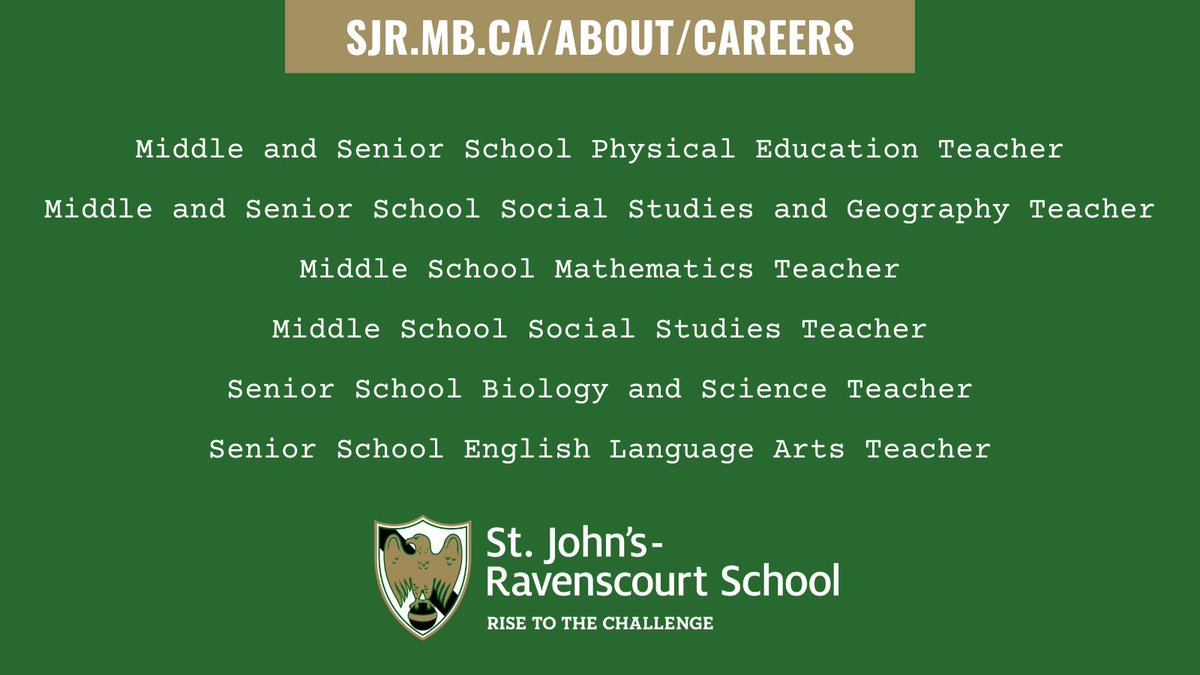 SJR is accepting applications for multiple teaching positions. To learn more about these positions, and other current postings, visit the careers page on our website: sjr.mb.ca/about/careers
