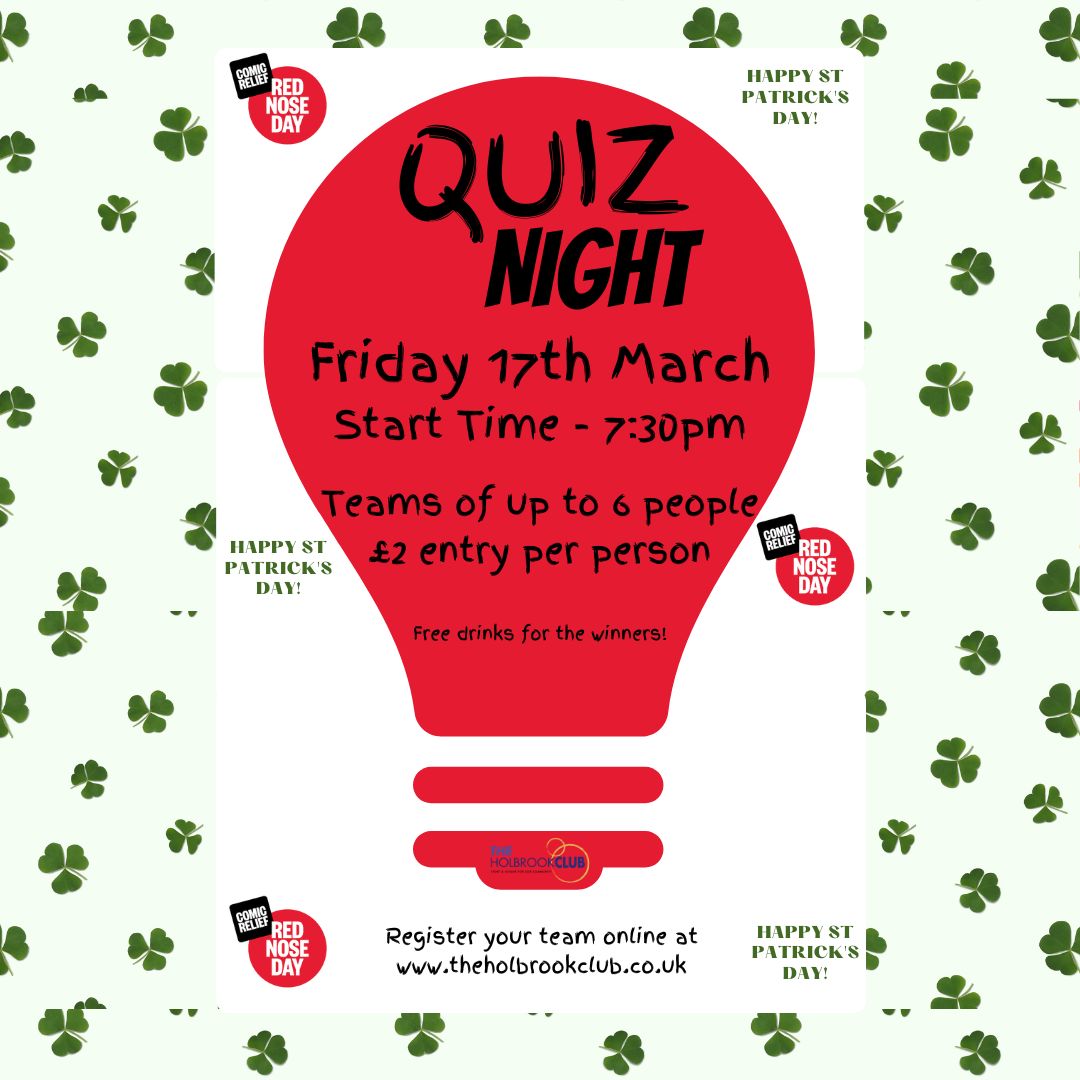 We have our monthly quiz booked for Friday 17th March 2023, come and celebrate St Patrick's Day and Comic Relief with us and get those brain cells working - tickets can be booked below …lbrookclub.legendonlineservices.co.uk/enterprise/tic…