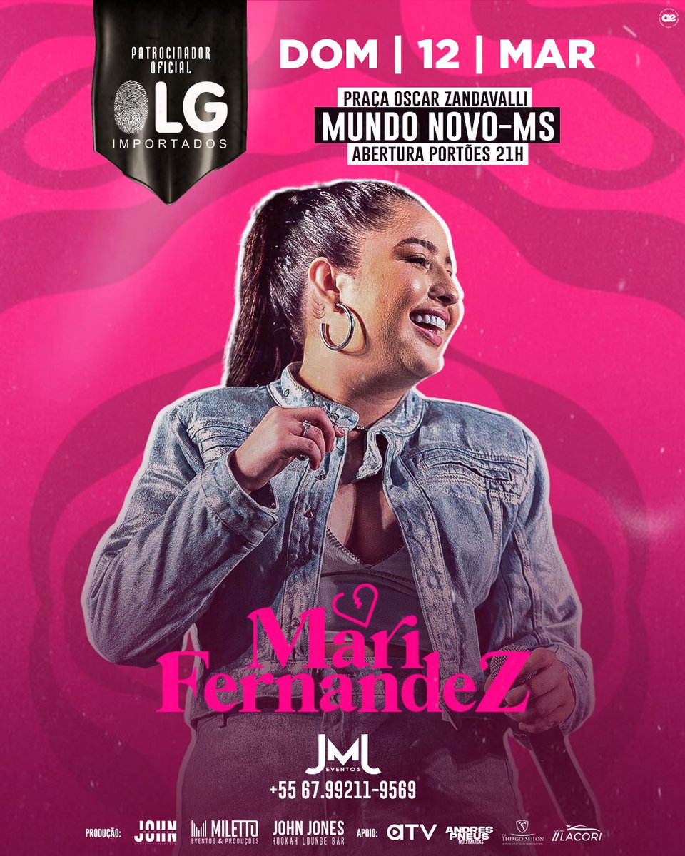 DoEvento's tweet photo. É isso mesmo, bb! É PRA LASCAR O ❤️!!! 

@marifernandez 

🗓️ 12 de Março 2023
⏰ 21:00H
📍 Praça Oscar Zandavalli - Mundo Novo MS

Compre já seu ingresso 🎟️🎟️
https://t.co/LJwFv28Tbx

Confira os pontos de venda no site.

Realização: Miletto Eventos / John Jones / John de Paula https://t.co/9cDnvGOx6E