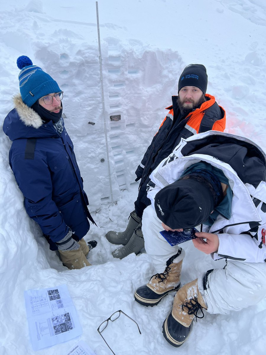 DTUcryo's tweet photo. We are in Sisimiut to teach the course “Extreme climate and physical nature” at the Artctic semester of the master in Cold Climate Engineering. Always a pleasure! Today the students are outside having a close look at the snow ❄️❄️ https://t.co/C5UhUphoBA