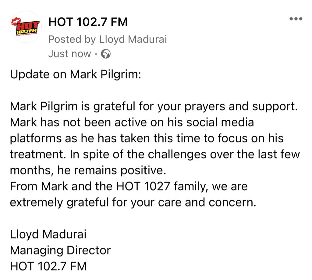 Update on Mark Pilgrim