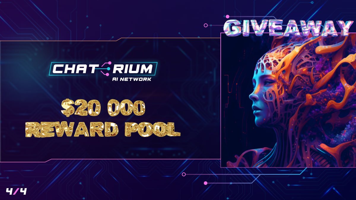 #Chaterium Network's final #GleamGiveaway  is #Live ! Join TestNet, experience AI and Web 3 tech, and win from $20k CN TOKEN #Reward  pool. Be one of the first 1000 users to join integrated online communities. 

Enter Giveaway #4: gleam.io/fTipy/chateriu…

#Crypto #chaterium #NFT