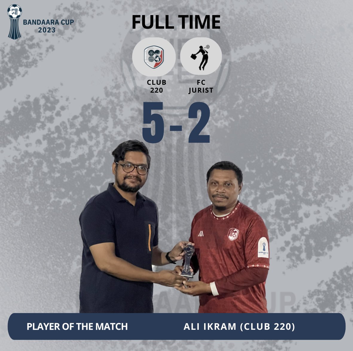 BandaaraClubAGO's tweet photo. Club 220 @ClubCrCMaldives emerges victorious in this thrilling match! 🤩 #bandaaracup2023 #match38 https://t.co/jNd99tS9ly