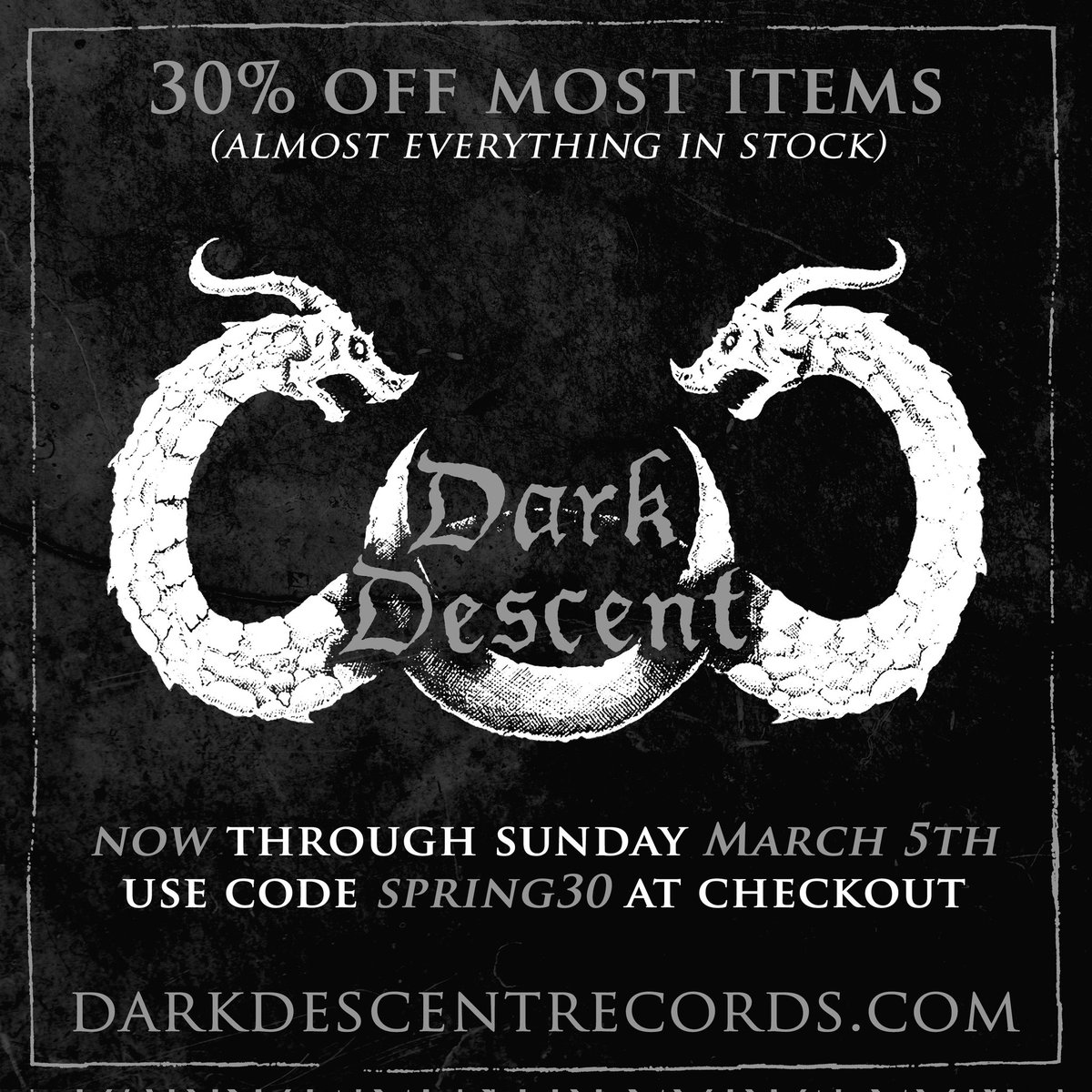 DarkDescentRec's tweet image. Don't forget, we have a sale going on through Sunday. Thirty percent everything but the Úlfúð and Hyperdontia pre-orders!

Get some. 

darkdescetrecords.com/shop

#sale #darkdescentrecords #darkdescent