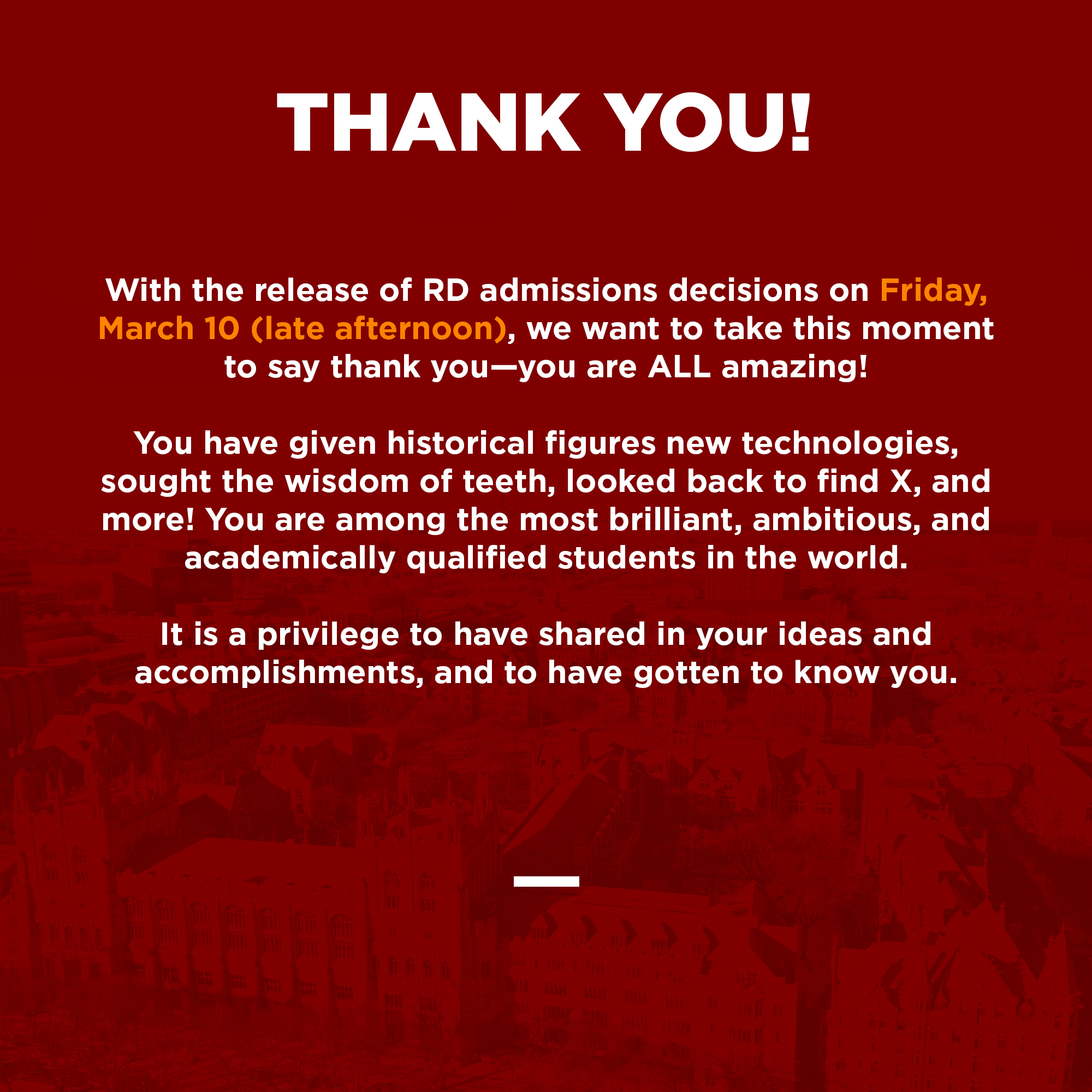 UChicago Admissions on Twitter "RD admissions decisions will be