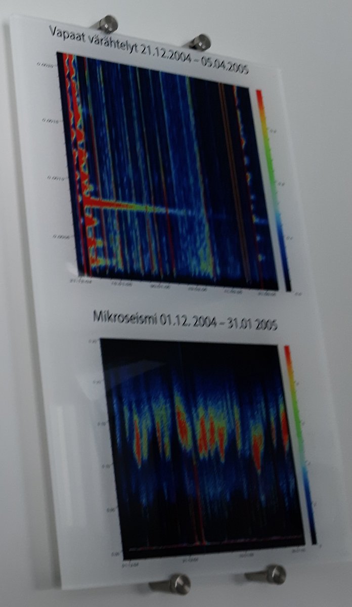 ¿Os acordáis del terremoto con tsunami en Indonesia del año 2004? La gráfica superior es un 'espectro dinámico' de la gravedad, medido en Metsähovi aquel año. Como veis, la Tierra estuvo temblando y resonando (como un tambor, con sus ondas estacionarias y armónicos) durante meses