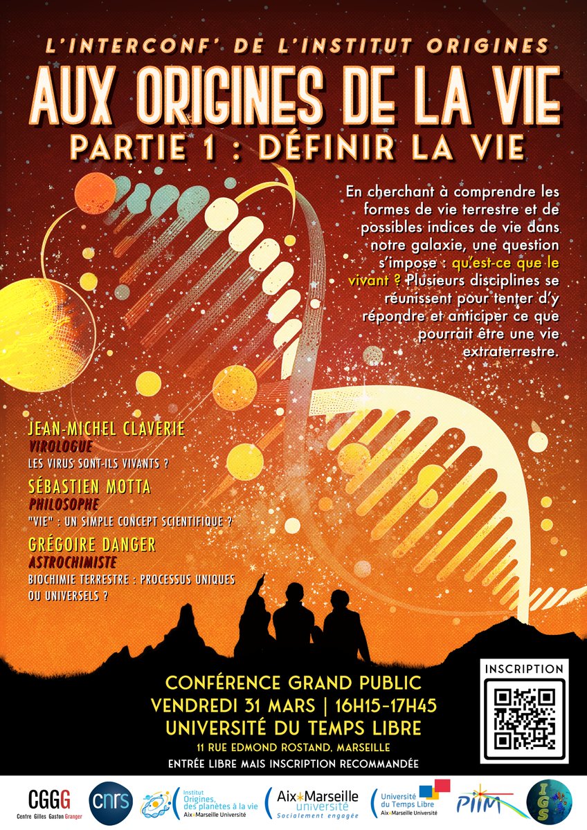 Entrée gratuite mais inscription recommandée.
Lien d’inscription
urlz.fr/kWJI
#Astrobiologie #Exobiologie @univamu <a href="/CNRS_dr12/">CNRS Provence et Corse</a> #PIIM #CGGG #IGS