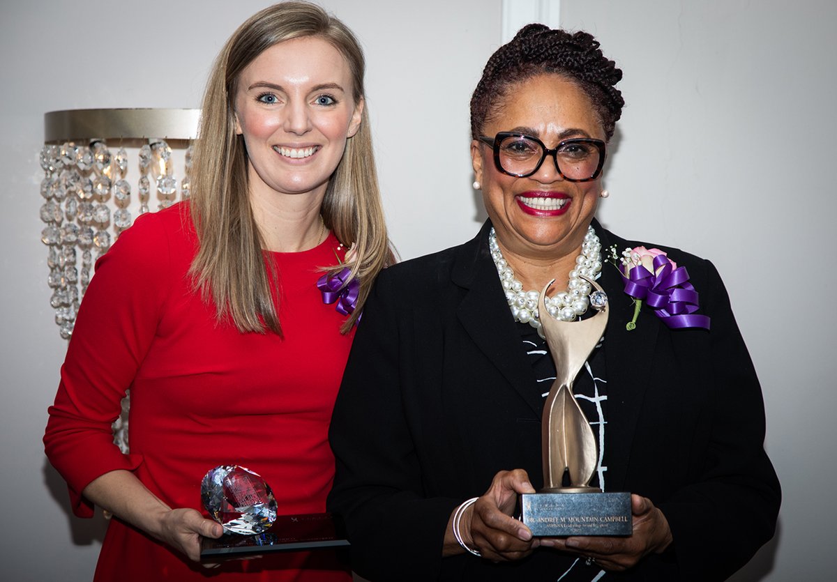 HarfordCC's tweet photo. Exceptional, professional, inspirational: #ATHENAward recipients Congrats to Allison Cuneo, ATHENA Young Professional Leadership Award, Dr. Andree M. Mountain-Campbell, ATHENA Leadership Award! A special shout out to HCC's nominee, Caitlin White. @ATHENAleaders https://t.co/BjgWg4xUnP