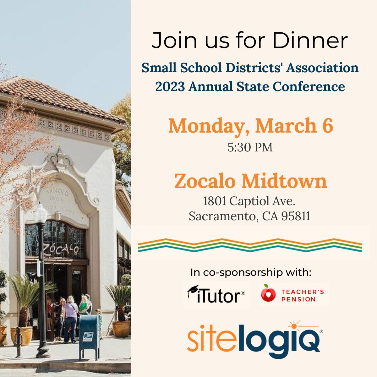 SitelogIQ's tweet photo. We are thrilled to co-sponsor and host dinner for guests attending the @SmallSchoolDA Annual Conference next week. Our K-12 team looks forward to seeing familiar faces and supporting SSDA’s ongoing mission to advocate for small schools in California! #K12 #SupportSmallSchools https://t.co/lNp3LMeMnP