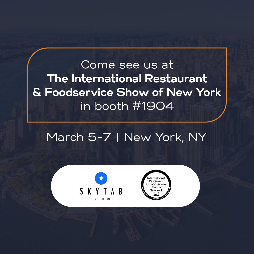 Come see our next-gen restaurant tech next week at <a href="/TheFoodShows/">The Food Shows</a> in New York! Visit us in booth #1904 to learn how #SkyTab can skyrocket your business.