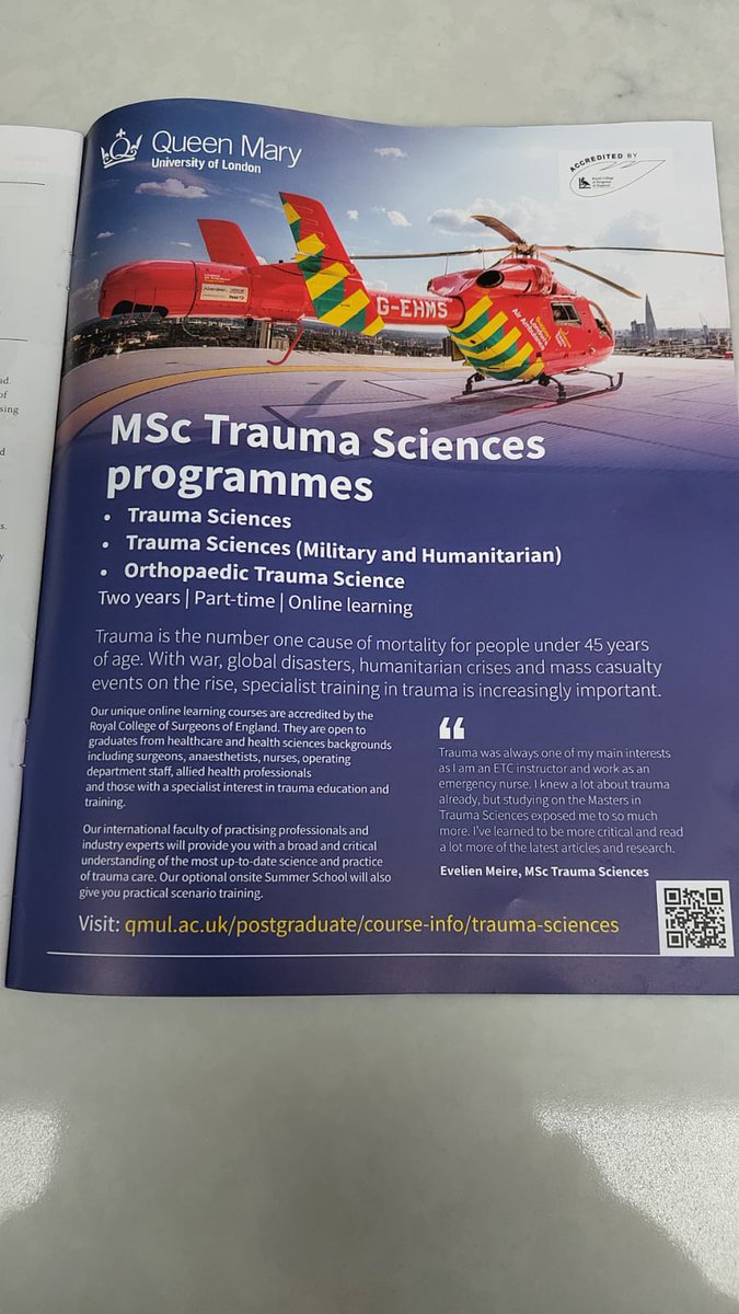 Christopher Aylwin (@cjaylwin) on Twitter photo Anyone interested in trauma education - check out the backpage of <a href="/RCSnews/">The Royal College of Surgeons of England</a> Bulletin. @traumamasters MSc in Trauma Sciences at <a href="/blizard_inst/">Blizard Institute</a> <a href="/QMULBartsTheLon/">Barts and The London, Queen Mary</a>. Not just for surgeons, but for all the multidisciplinary team! Anyone interested in trauma education - check out the backpage of <a href="/RCSnews/">The Royal College of Surgeons of England</a> Bulletin. @traumamasters MSc in Trauma Sciences at <a href="/blizard_inst/">Blizard Institute</a> <a href="/QMULBartsTheLon/">Barts and The London, Queen Mary</a>. Not just for surgeons, but for all the multidisciplinary team!