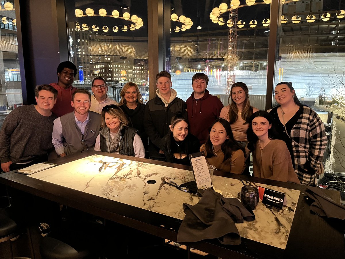 NESCom's tweet photo. Marketing Communications students had the opportunity to connect with grads Eli Irvin (β20), Eric Cooper (β18), Ty Bassett (β20) and Shayne Brown (β17) while in Boston attending the 2023 @PRAdvanced conference last weekend. #thisisNESCom @HussonU https://t.co/bhP72jBaqo