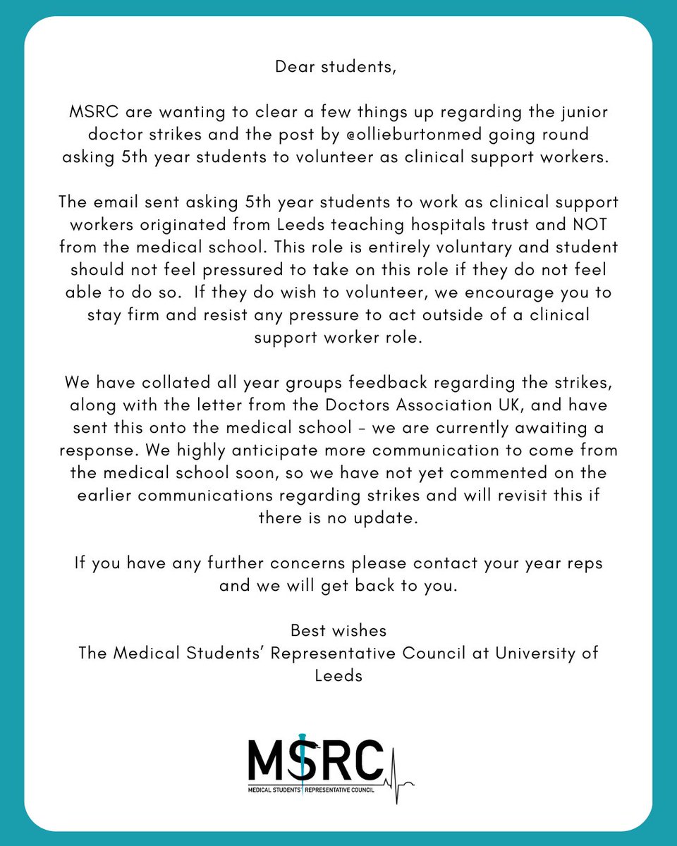 Medical Students' Representative Council (MSRC) tweet media