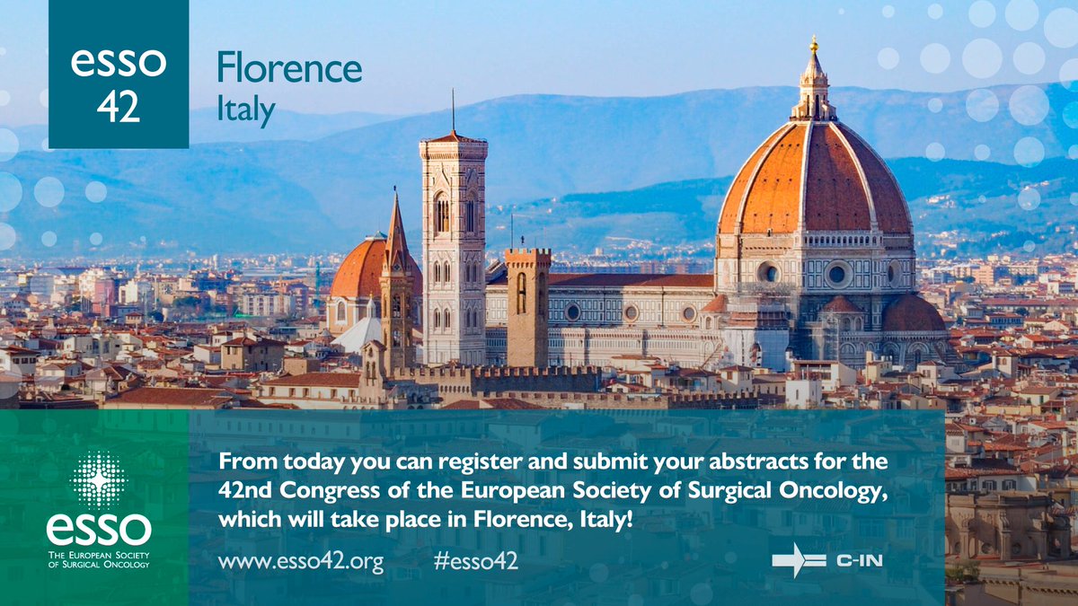 Register & submit your abstracts for the 42nd Congress of @ESSOnews now! See you in #Florence! #esso42 #organizer