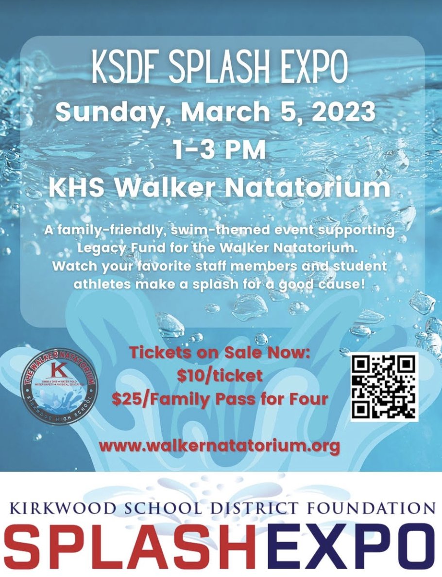The 2nd Annual KSDF Splash Expo is THIS WEEKEND Sunday, March 5, 1-3 p.m. at the Walker Natatorium. Come support Mrs. Collins! 
Tickets: walkernatatorium.org