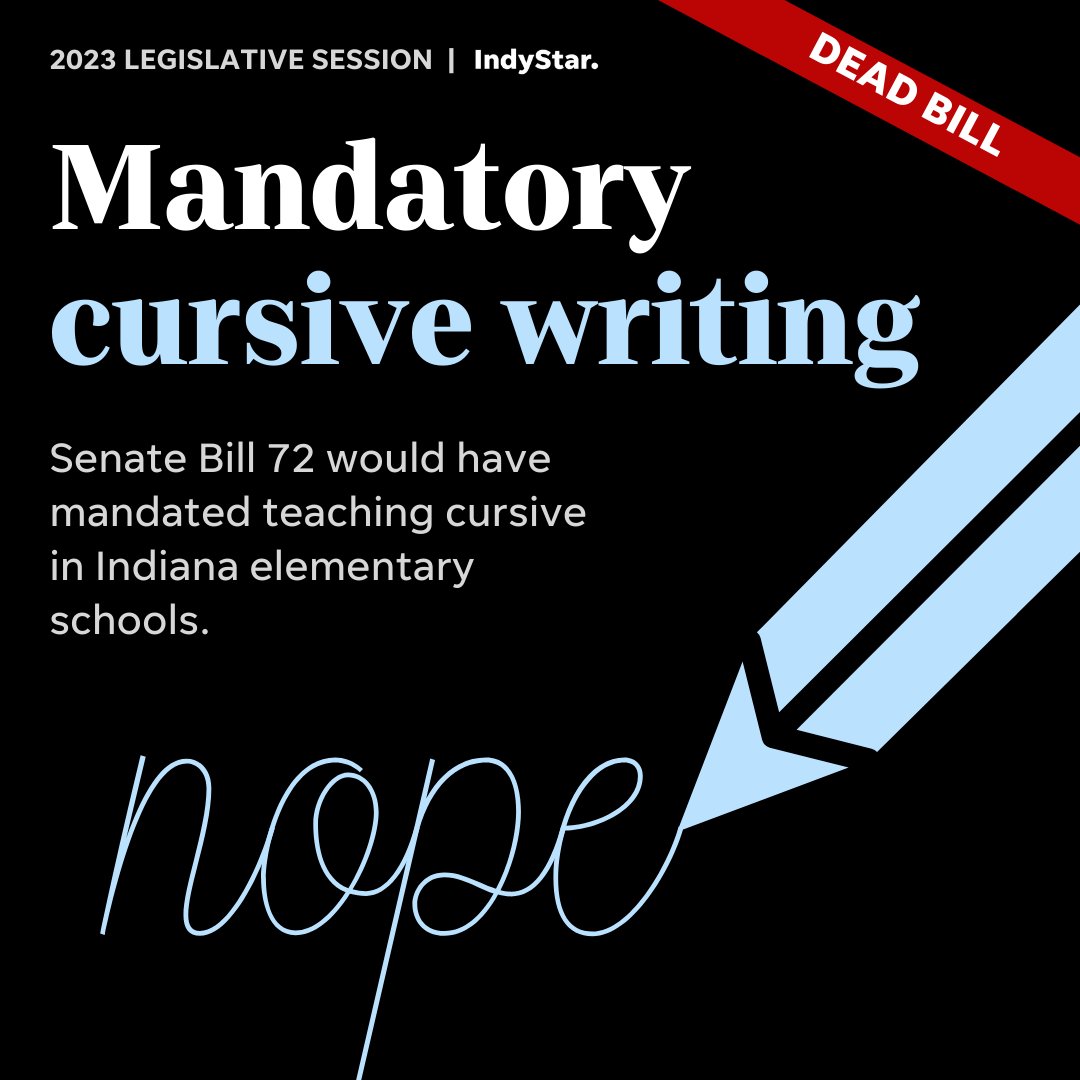 indystar's tweet image. Senate Bill 72: Mandatory cursive in schools