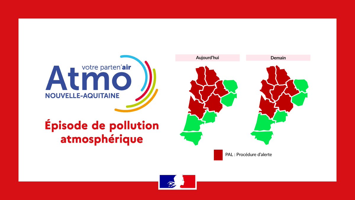 Prefet87's tweet image. #PicPollution 🔴 | Pollution atmosphérique aux particules en suspension (PM10) : déclenchement de la procédure d’alerte pour les journées du vendredi 3 et samedi 4 mars.

📲 Retrouvez l'ensemble des recommandations sur : haute-vienne.gouv.fr/Actualites/Sal…

➕ : atmo-nouvelleaquitaine.org
