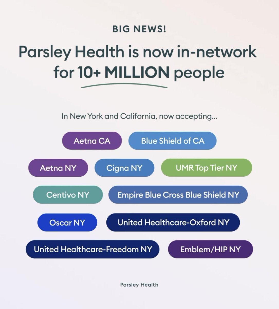 Alpha Edison (@alphaedisonla) on Twitter photo BIG NEWS for <a href="/parsley_health/">Parsley Health</a> who is now in-network for over 10 million people in New York and California. Visit their page or website for more info on the insurances they accept!
#health #holistichealth #HEALING #healthinsurance #functionalmedicine BIG NEWS for <a href="/parsley_health/">Parsley Health</a> who is now in-network for over 10 million people in New York and California. Visit their page or website for more info on the insurances they accept!
#health #holistichealth #HEALING #healthinsurance #functionalmedicine