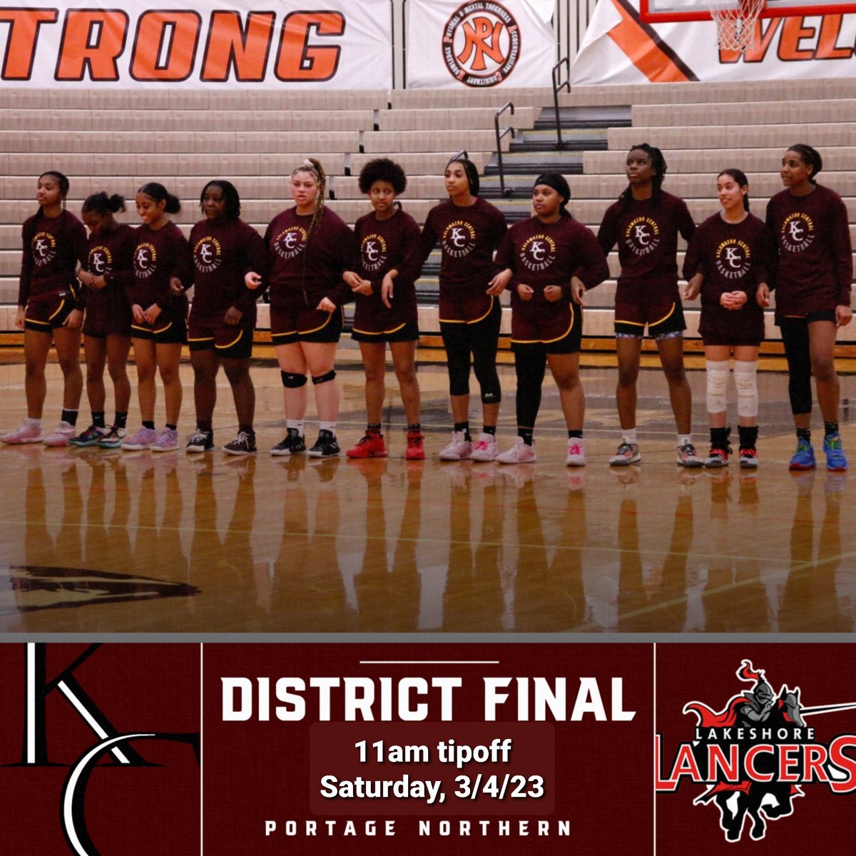 UPDATE: 🚨🚨 New Game Time, Sat, 3/4, 11am🚨🚨 ⛹🏽‍♀️🏀: @KCLadyGiants vs Lakeshore, District 13, Championship 🗓: Saturday, 3/4/23 *updated* 🕖: 11:00am *updated* 📍: Portage Northern's Igloo, maps.app.goo.gl/gZedTAAu788YRV… 🎟: gofan.co/app/events/916… #NoDaysOff #WeComing