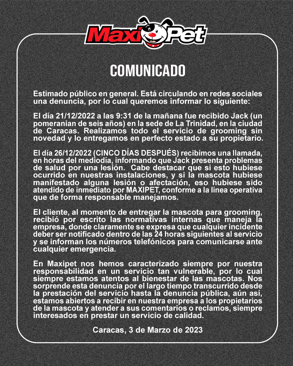 COMUNICADO #jackthepom #cuteanimals #dogs #tiendasmaxipet #caracasvenezuela #justiciaparajack