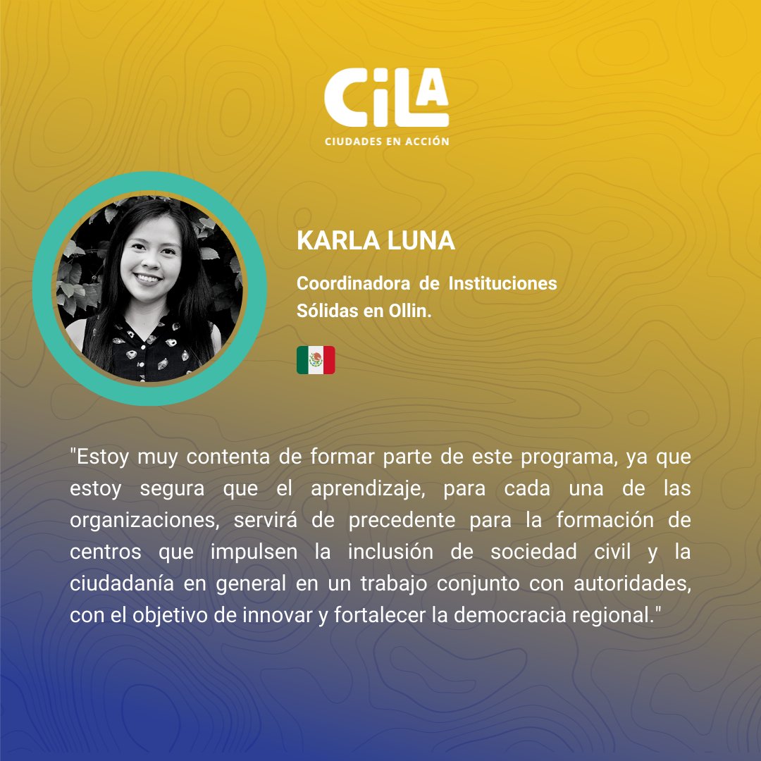 AsuntosDelSur's tweet image. A través de este programa lxs participantes ayudarán a desarrollar herramientas y proyectos innovadores que aborden retos comunes de la democracia participativa y deliberativa.

Conoce a las residentes de #HUBLATAM y a la Community Management Consultant de #PeoplePowered.