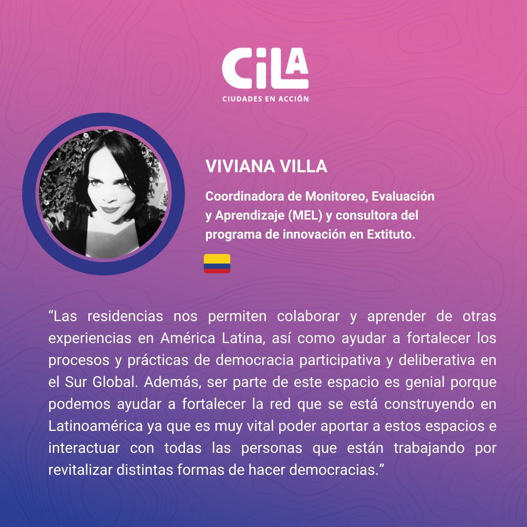 AsuntosDelSur's tweet image. A través de este programa lxs participantes ayudarán a desarrollar herramientas y proyectos innovadores que aborden retos comunes de la democracia participativa y deliberativa.

Conoce a las residentes de #HUBLATAM y a la Community Management Consultant de #PeoplePowered.