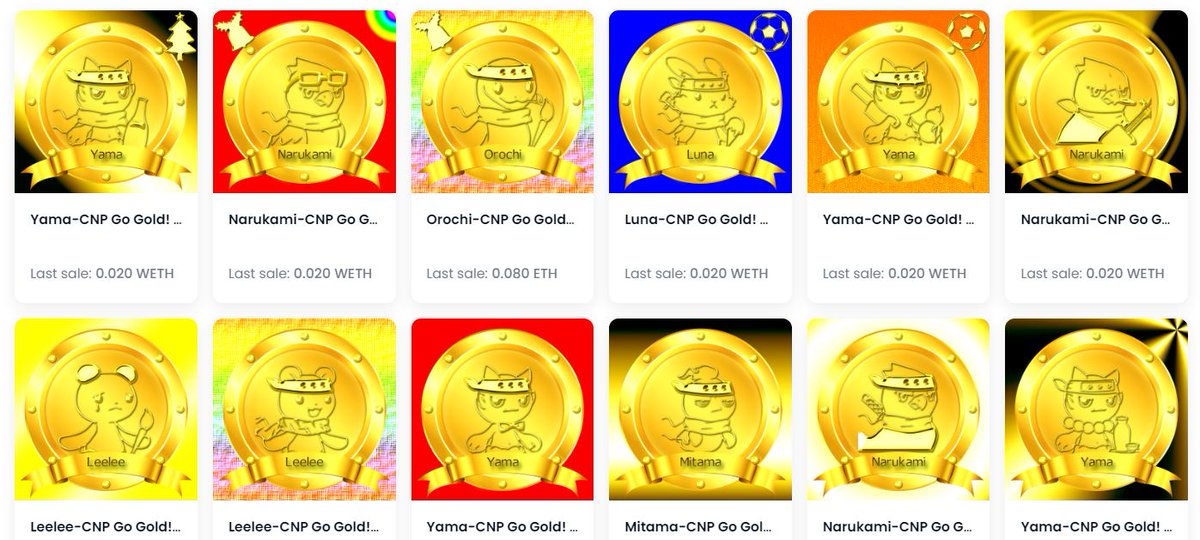 GoldChan_NFT's tweet photo. 🎀CryptoNinjaの二次創作イラスト🎀
CNP Gold Medal(CNPGM)💞
🌟CNP金色になれ！をシリーズ化😁
https://t.co/wVhu5FxF1W https://t.co/u4PAjM07gG