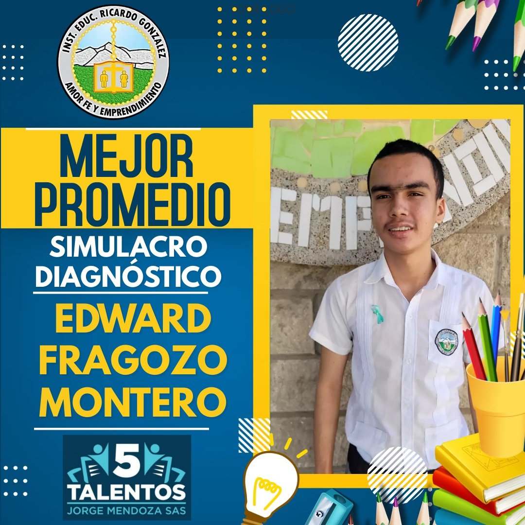 IERGVALLEDUPAR's tweet photo. Felicitamos a nuestro estudiante EDWARD FRAGOZO MONTERO por obtener el mejor promedio en la primera Prueba Diagnóstica dirigida por @5_talentos 
Su dedicación, disciplina y compromiso con su formación nos inspiran a todos y representan el espíritu Ricardista.
@SecEducVpar https://t.co/3UOW0ViXvD