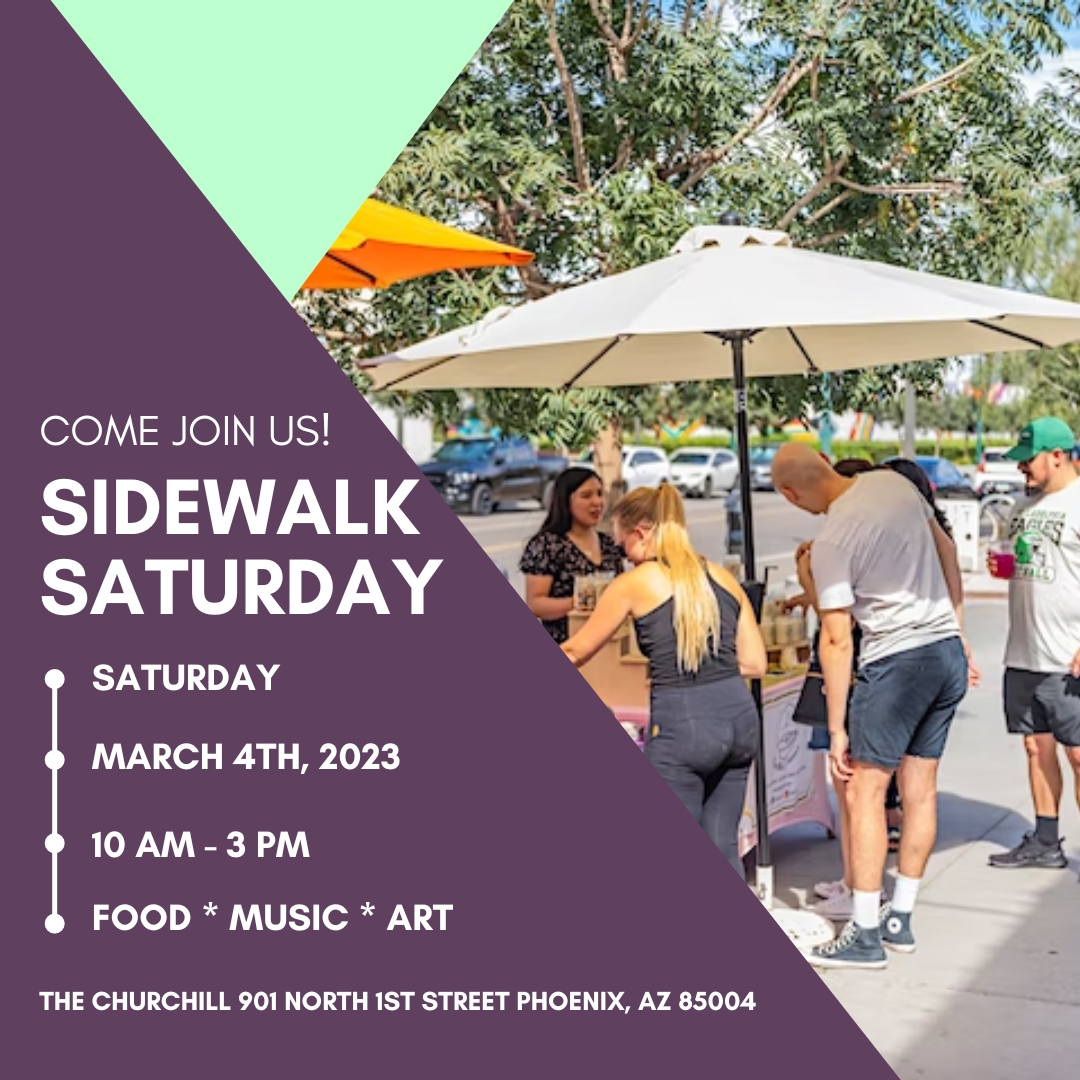 CelerionPhoenix's tweet image. Come join us this Saturday at the Churchill for Sidewalk Saturday!

#celerioncares #sidewalksaturday #helpresearch #downtownphoenix
